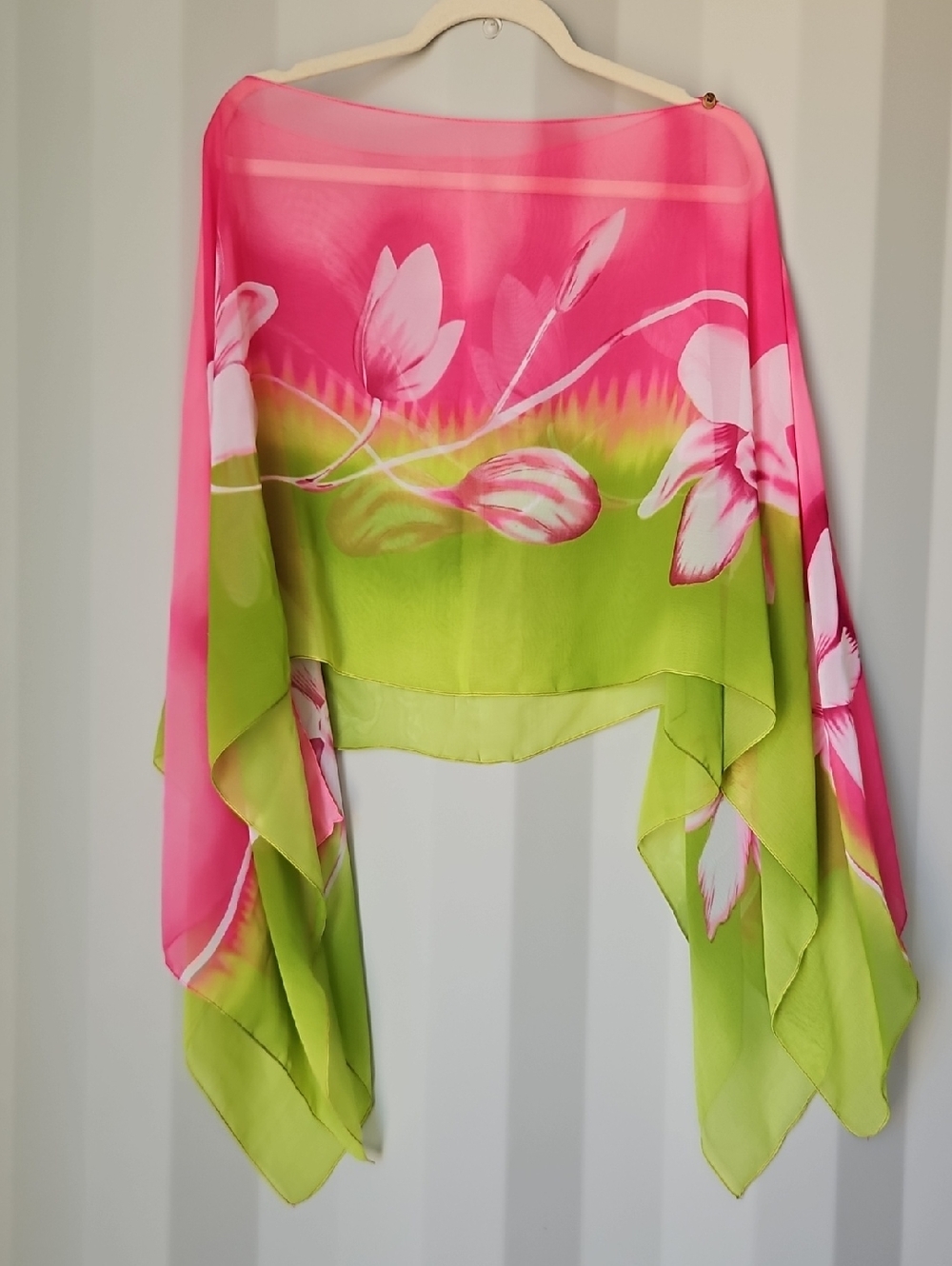 Pink & Lime Floral Scarf Wrap - Picture 3 of 5
